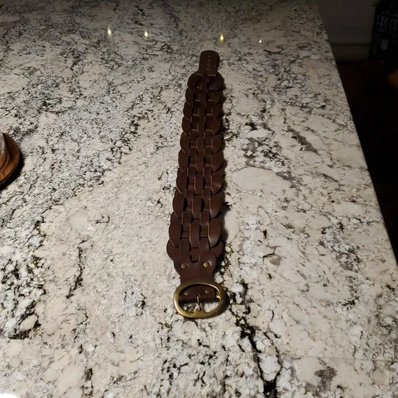 Calvin Klein Jeans Brown Leather Belt with Brass Buckle - Picture 6 of 6